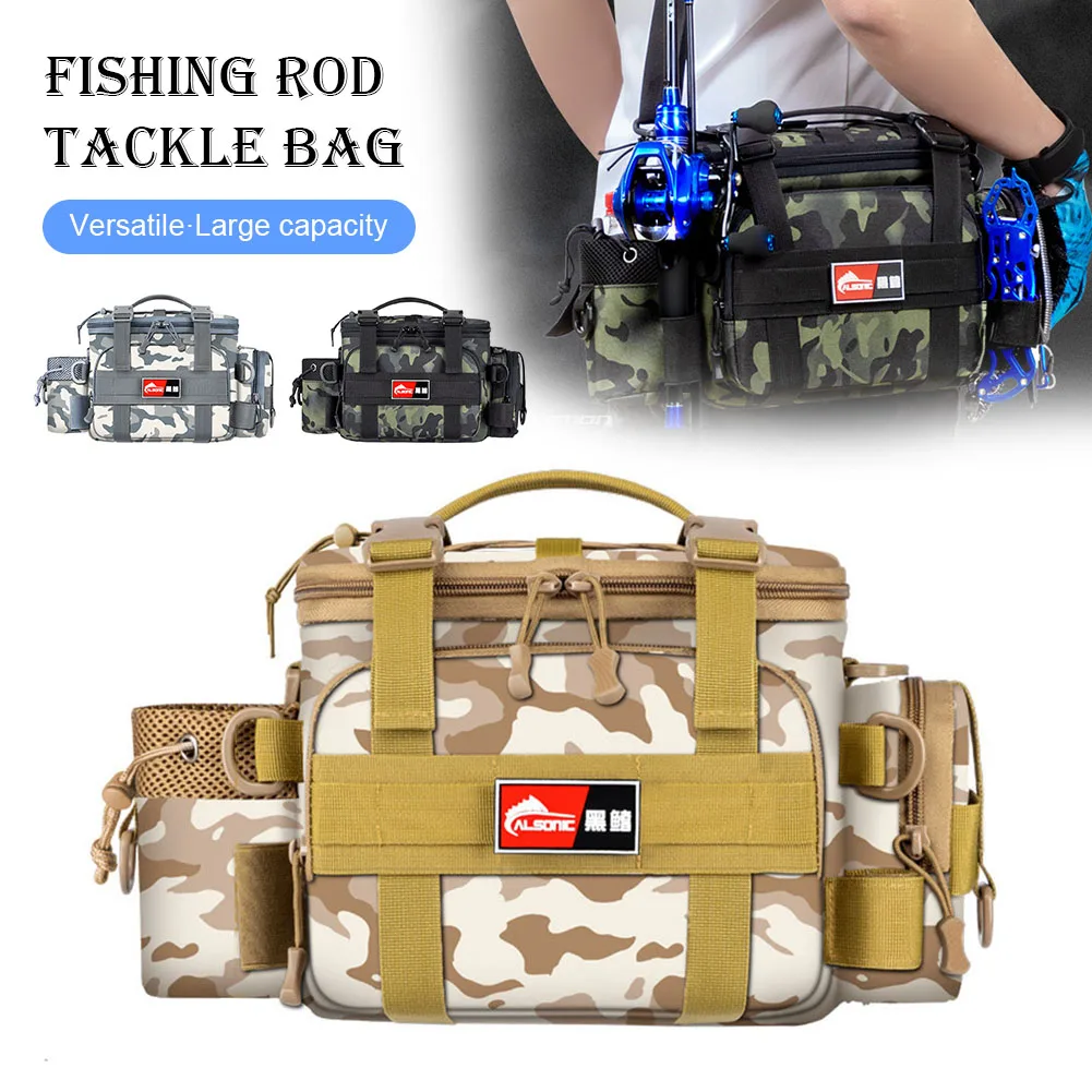 Multifunction Fishing Tackle Bag Waterproof Oxford Storage Bag Fishing Rod  Holder Travel Shoulder Bag Backpack for Lure Hook Kit