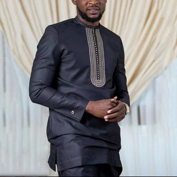 Deji 2 Piece Embroidered Dashiki Long Sleeve Outfit