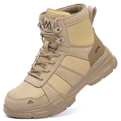 Men's Lightweight Breathable Steel Toe Safety Boots - Indestructible, Anti - Smash, and Anti - Puncture Work Shoes - 45 (BT211 - beige)