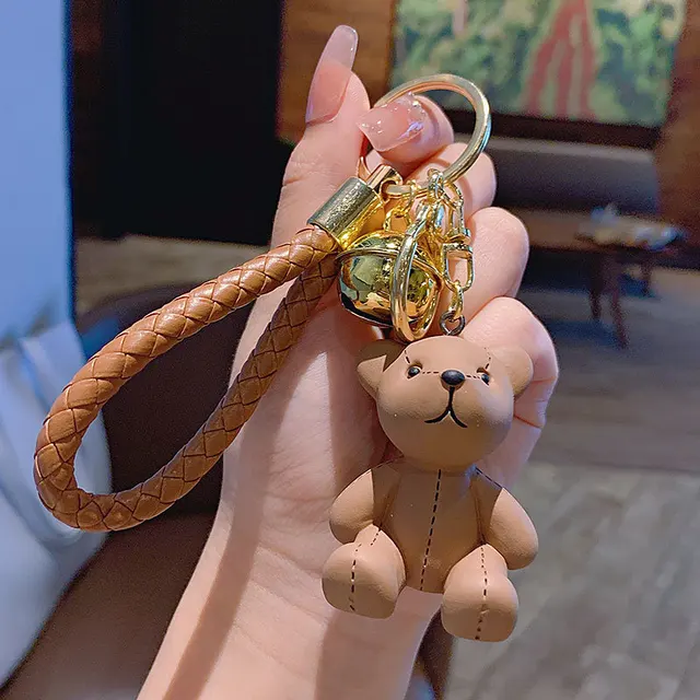 Fashion Cute Bear Doll Resin Key Chain Delicate Braided Rope Keychain  Couple Bag Car Pendant Car Key Ring Christmas Gift - AliExpress