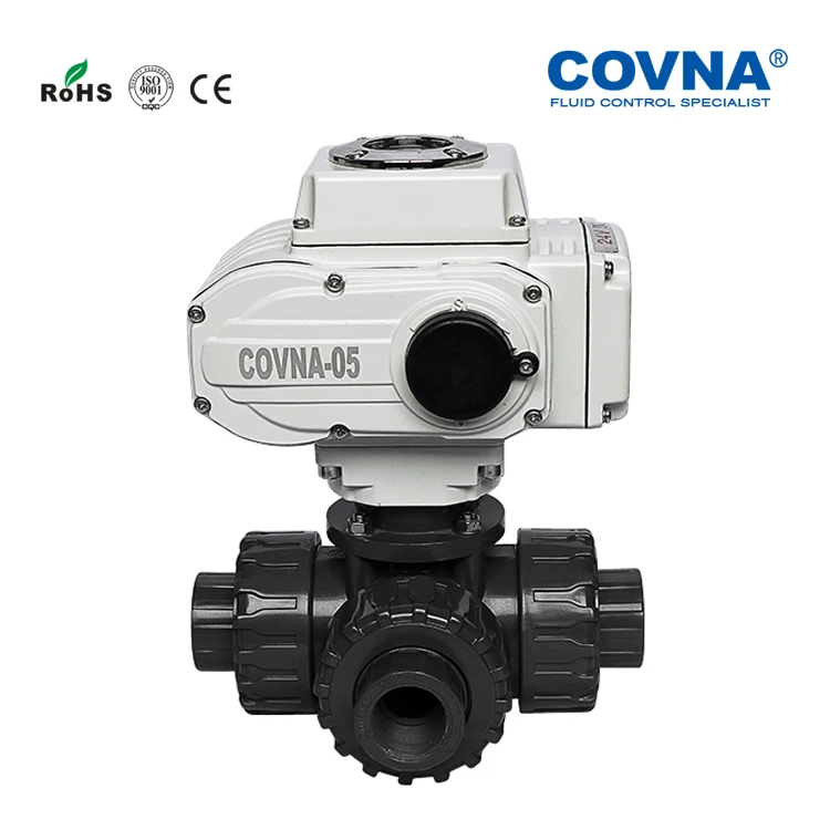 COVNA Motorized Valves 2way 3 Way 12 Volt PVC T Port L Port 2 inch electrovalvulas Electric Actuator Ball Valve