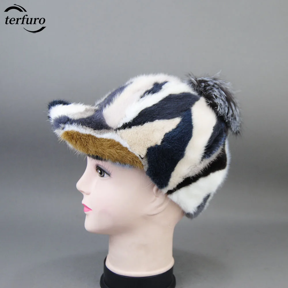 New Winter Women Natural Female Real Mink Fox Fur Hat Thick Warm Baseball Cap Warm Windproof Ladies Casual Elegant Men's Hats