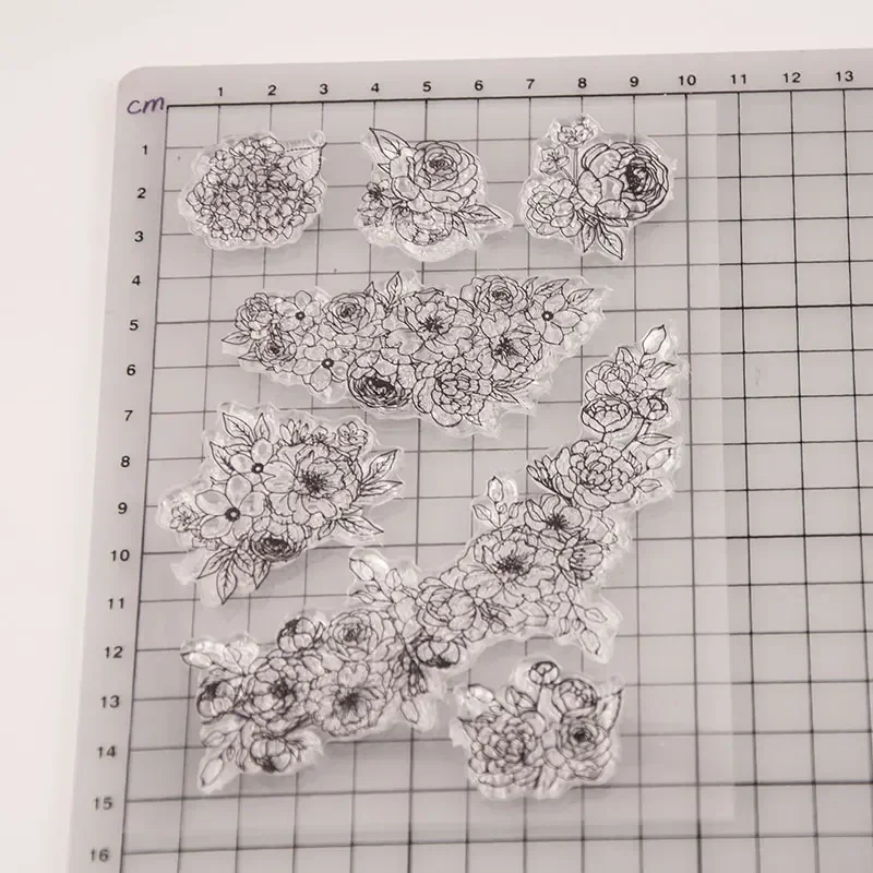 Petal Flowers Clear Stamp Transparent Silicone DIY Stamp Seal Sheet for Scrapbooking Making Album Photo Handmade Decoration