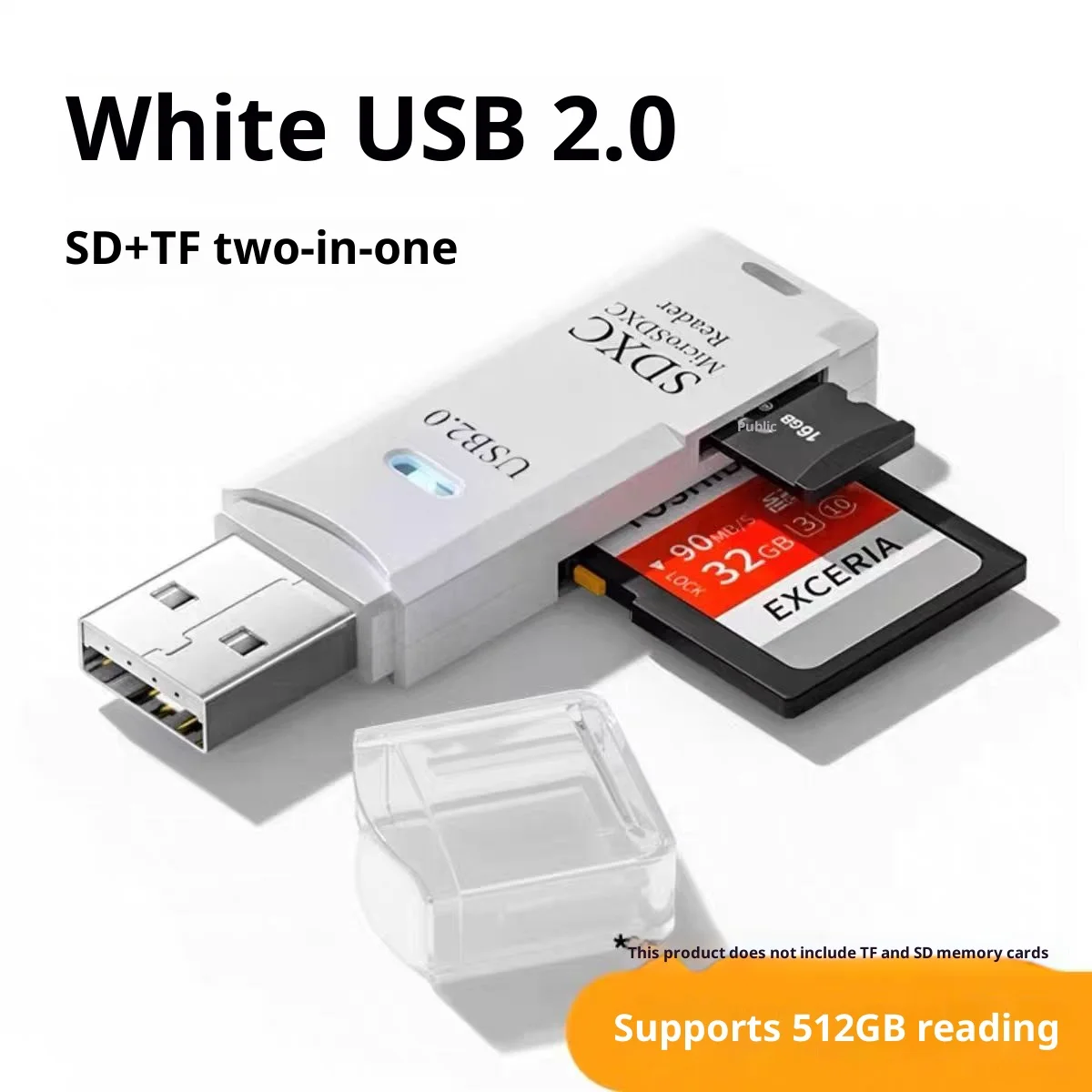 Lector de Tarjetas, Adaptador de Memoria USB 2 en 1 Multifuncional USB 2.0 para Tarjetas Micro SD y TF para PC y Laptops 1