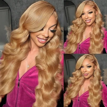 250% Density 30 40 Inch Honey Blonde Body Wave Lace Front Wig Human Hair 613 HD Lace Frontal Human Hair Wig 13x6 Pre Plucked 1