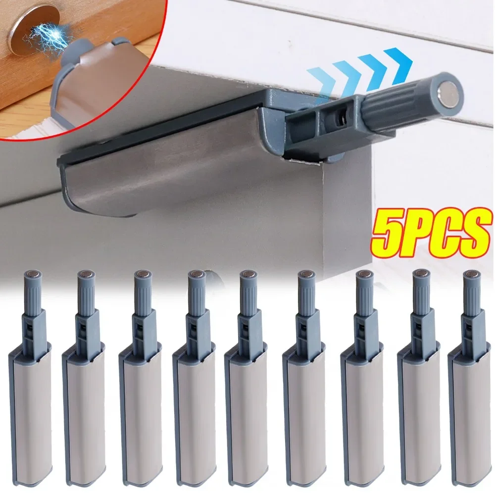 Magnetic Cabinet Catches Door Catches Magnetic Cabinet Latches Cabinet Door Latch Door Stops Cabinet Door Stop Closet Door Rebounder 1/5PCS Cabinet Door Bouncer Stainless Steel Push Magnetic Bouncer Catch Handle-free Touch Release Latches Hardware Repairs Tools