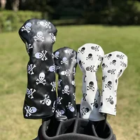 Fashionable Skull Embroidered Pattern Durable Golf Club Head Covers, For Hybrid, Driver, Fairway Wood, Golf Accessories 1
