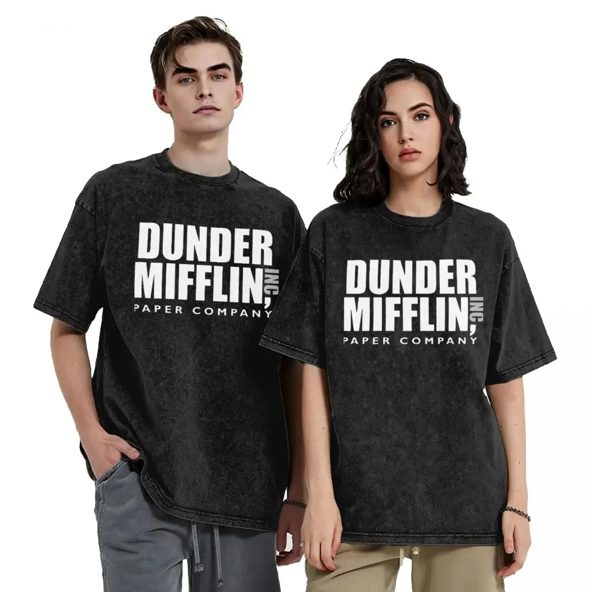 The Dunder Office Mifflin Inc The Office 워싱 티셔츠, 스트리트웨어, 힙합 쿨 티셔츠, TV 시리즈, 남성 여성 티, 스트리트 그래픽