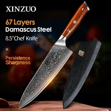 XINZUO 8.5 Cal noże szefa kuchni wysokiej węgla chiński VG10 67 warstwy damasceński nóż kuchenny ze stali nierdzewnej Gyuto nóż uchwyt z palisandru