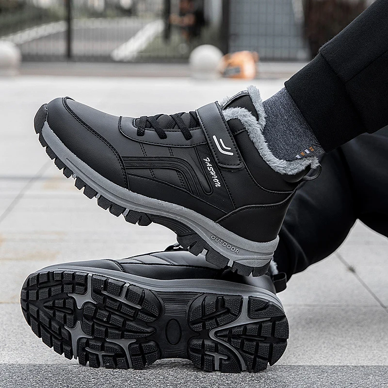 Boots Men's Women Slip On Winter Shoes For Men Waterproof Ankle Boots Winter Male Snow Botines Black Botas Femininas