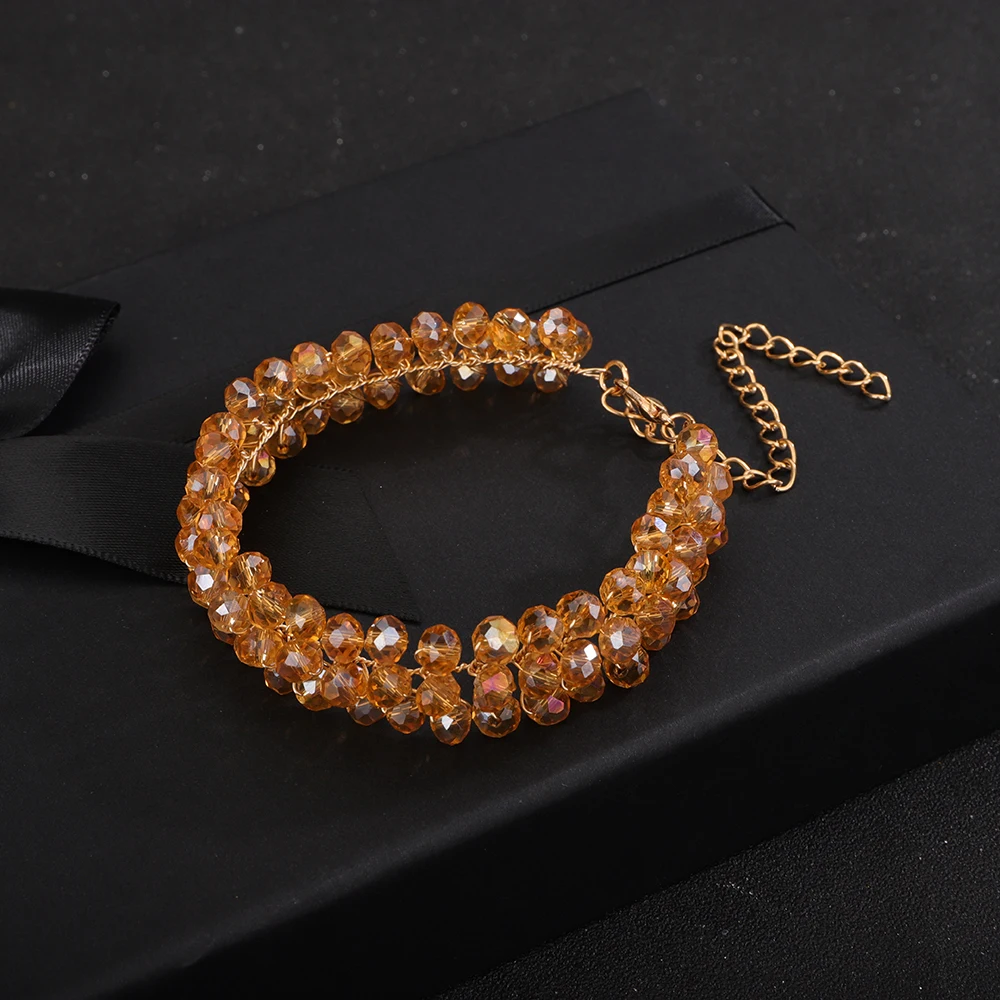 Clearine Bracciale Elastico A Cristalli Per Donna - Sposa, Matrimonio, Festa - Bracciale Stretch Con Strass - Elegante Gioiello
