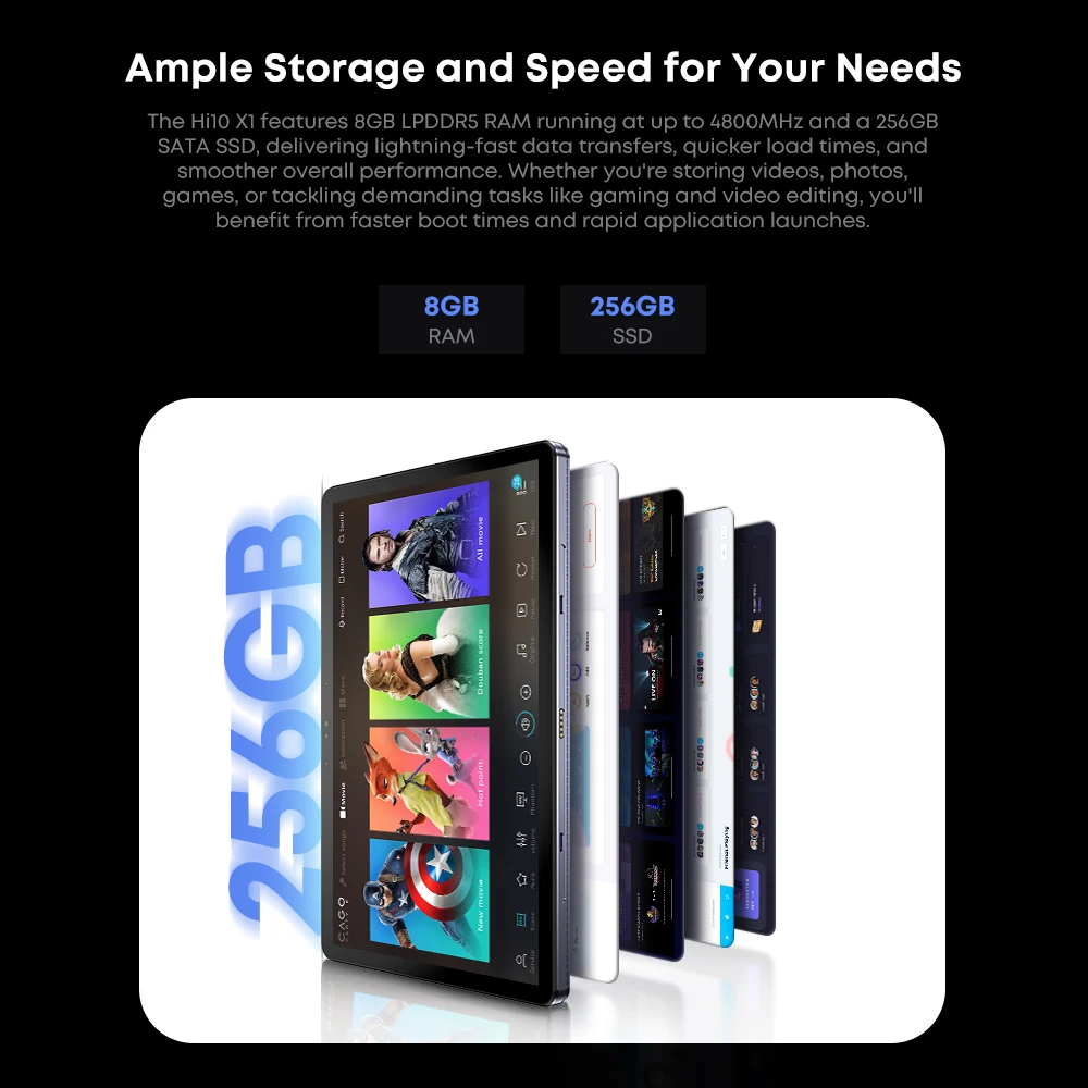 2024 CHUWI Hi10 X1 2 IN 1 Tablet Laptop Intel N100 UHD Graphics 10.1" LCD Screen 8GB DDR5 256GB SSD Tablets Windows 11 Wifi6 4