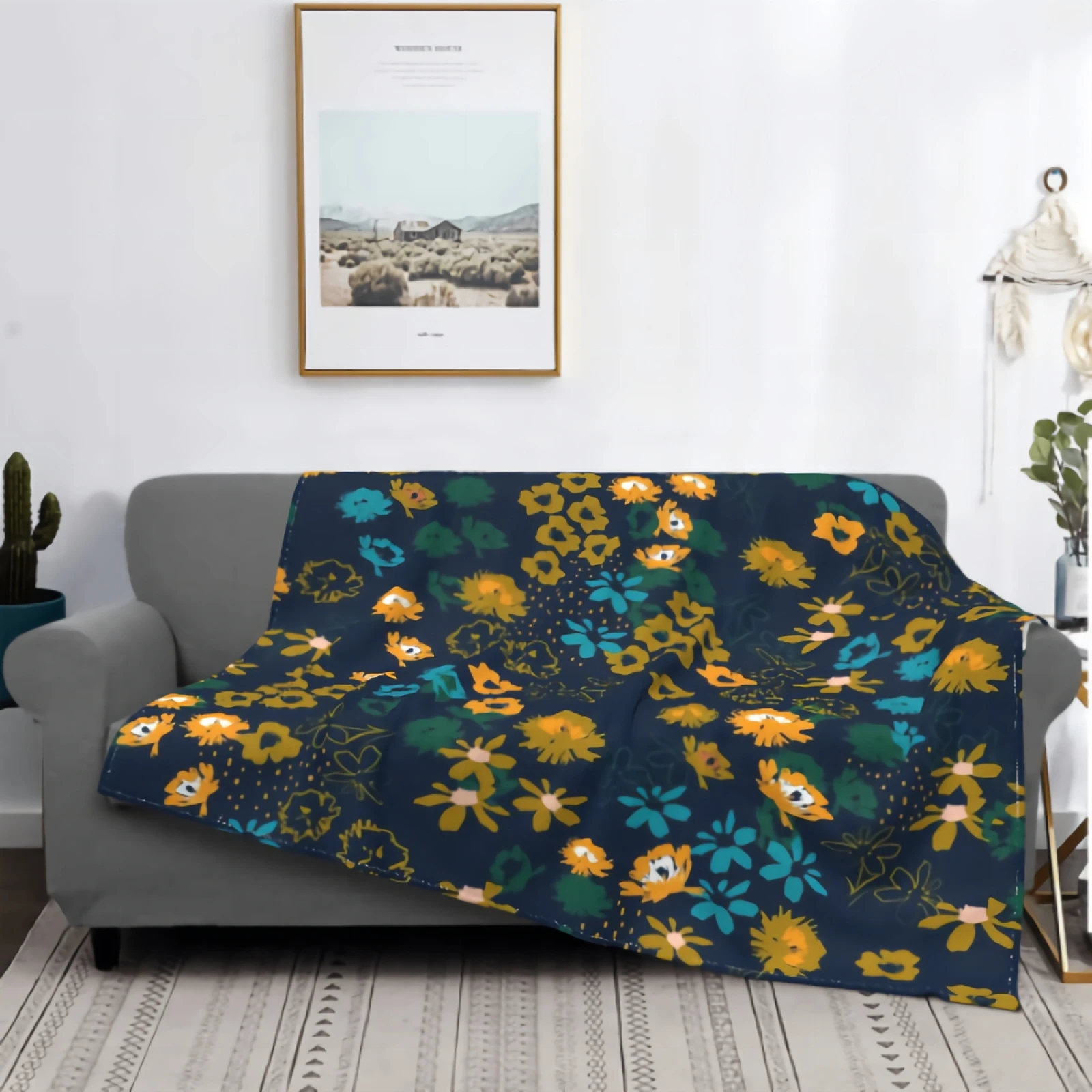 

Flowery Colorful Pattern In Small-Scale Floral Flowers Blanket Super Soft Cozy Plush Microfiber Fluffy Blanket Lightweight Warm