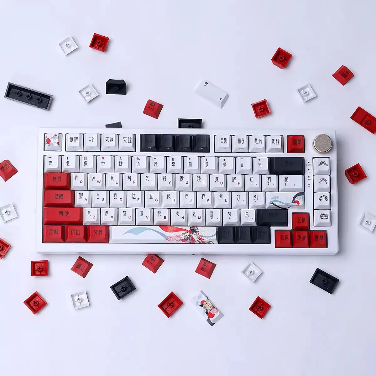 Conjunto de Keycap Estilo Chinês para Teclado Mecânico Pbt Dye Subbed Opera Pbt Perfil Oem 132 Teclas por Conjunto Interruptor mx - Imagem 5