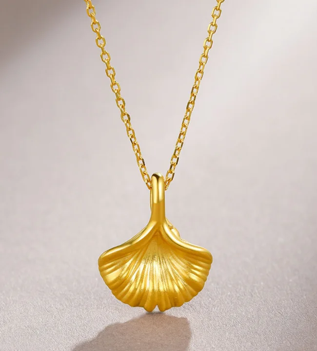 Ginkgo pendant plated 18K gold mitsui lucky necklace sleeve necklace necklace small fresh apricot leaf hanging ornament