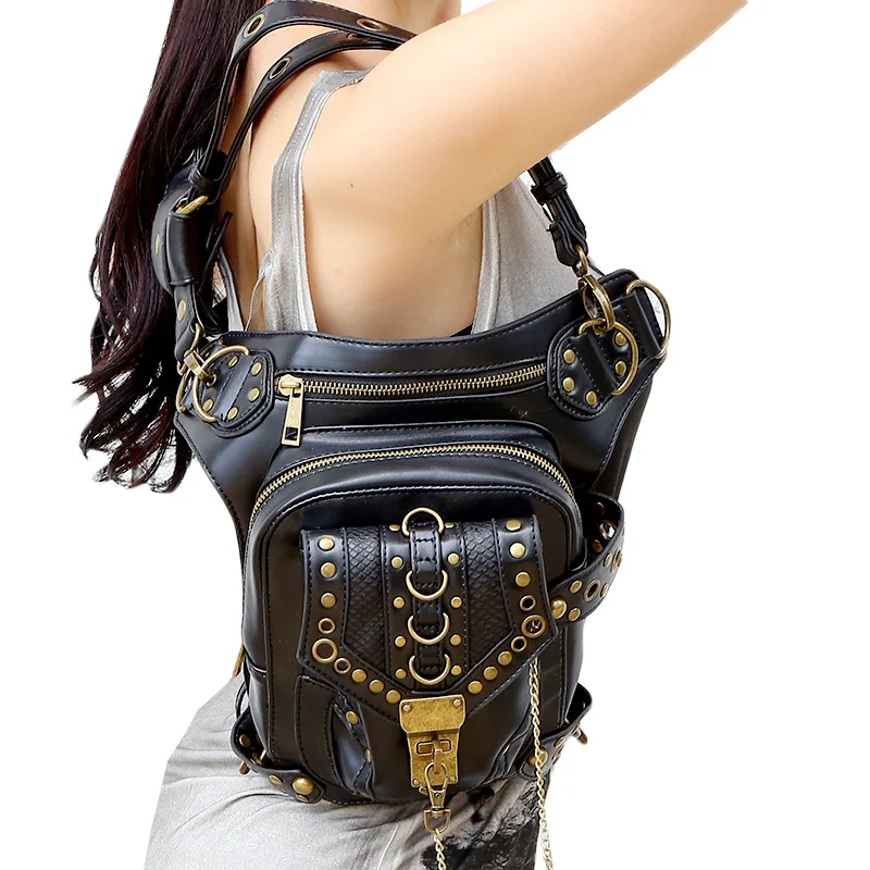 Vintage Steampunk Fanny Bags Steam Punk Retro Rock Gothic bag Goth Shoulder Waist Bags Packs Victorian Style Women Men leg bag