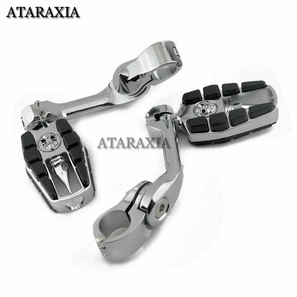 32mm Highway Pegs Adjustable Motorcycle Footpegs Engine Guard Crash Bar Footrest Mount For Harley Sportster XL Dyna Softail