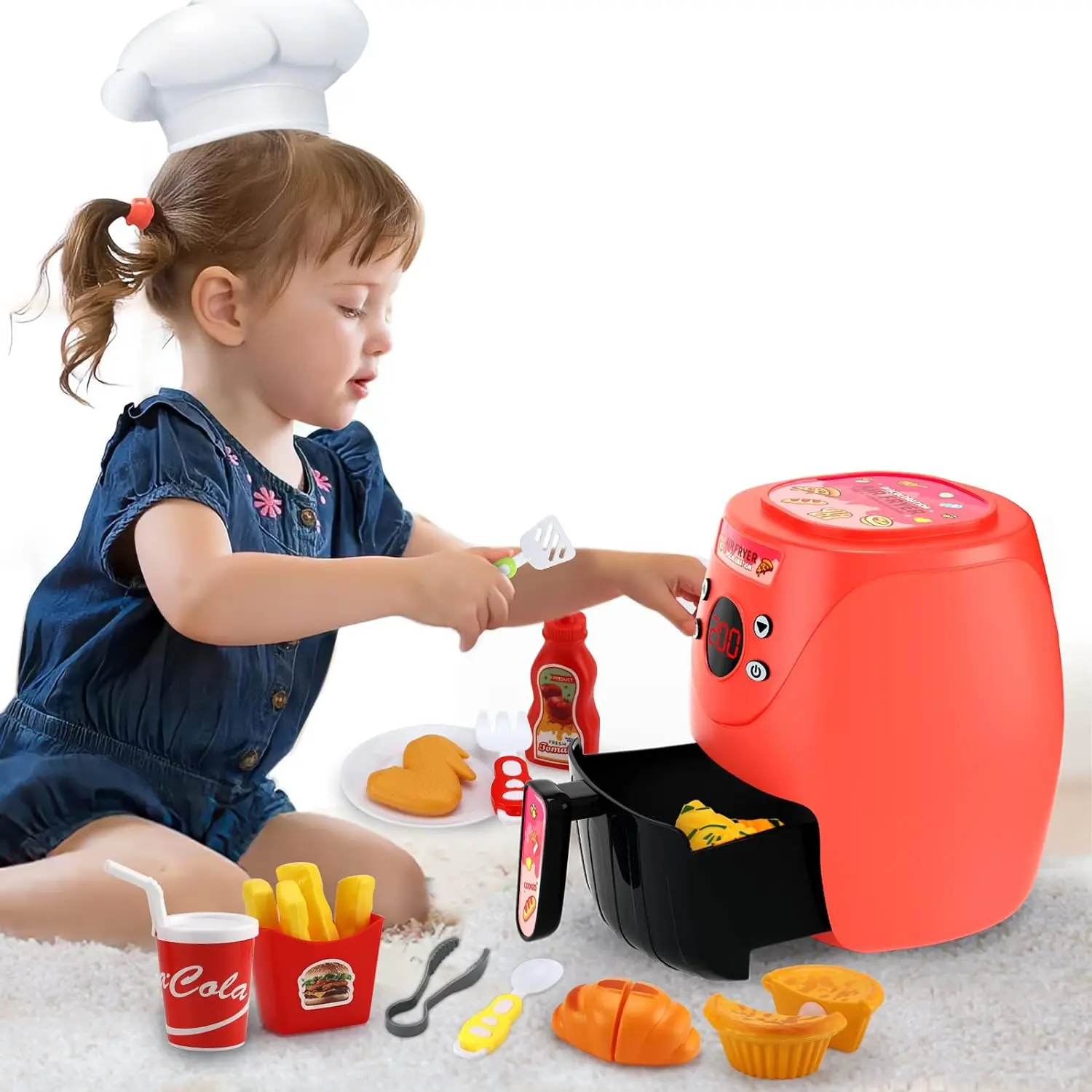 Kids Kitchen Air Fryer With Play Food Toddler Toys Cooking Kitchen Playset Girl Toys educational toys kitchen toys pretend kitchen toys pretend food toys