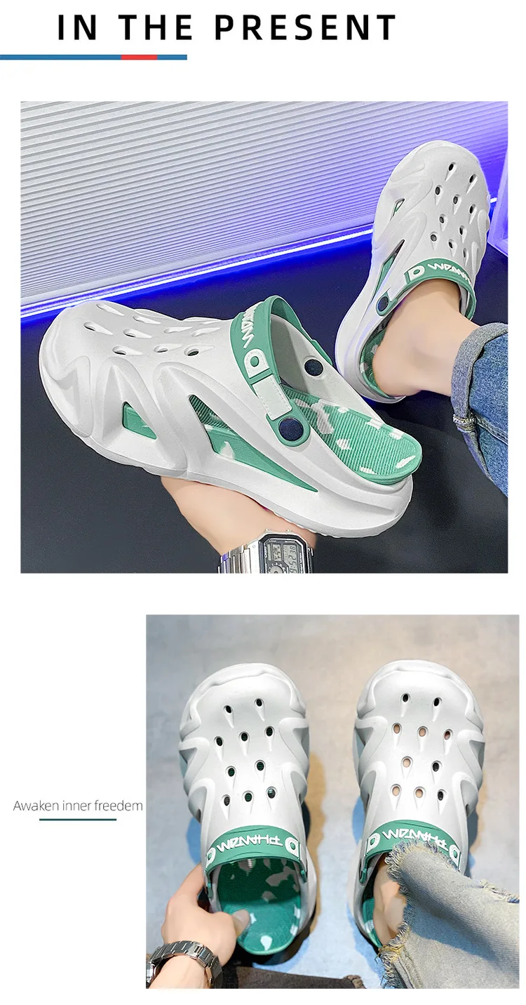 جديد 2025 قباقيب رجالية صنادل صيفية شباشب رياضية شخصية مانعة للانزلاق للشاطئ سميكة القاع نمط جديد أحذية رجالية