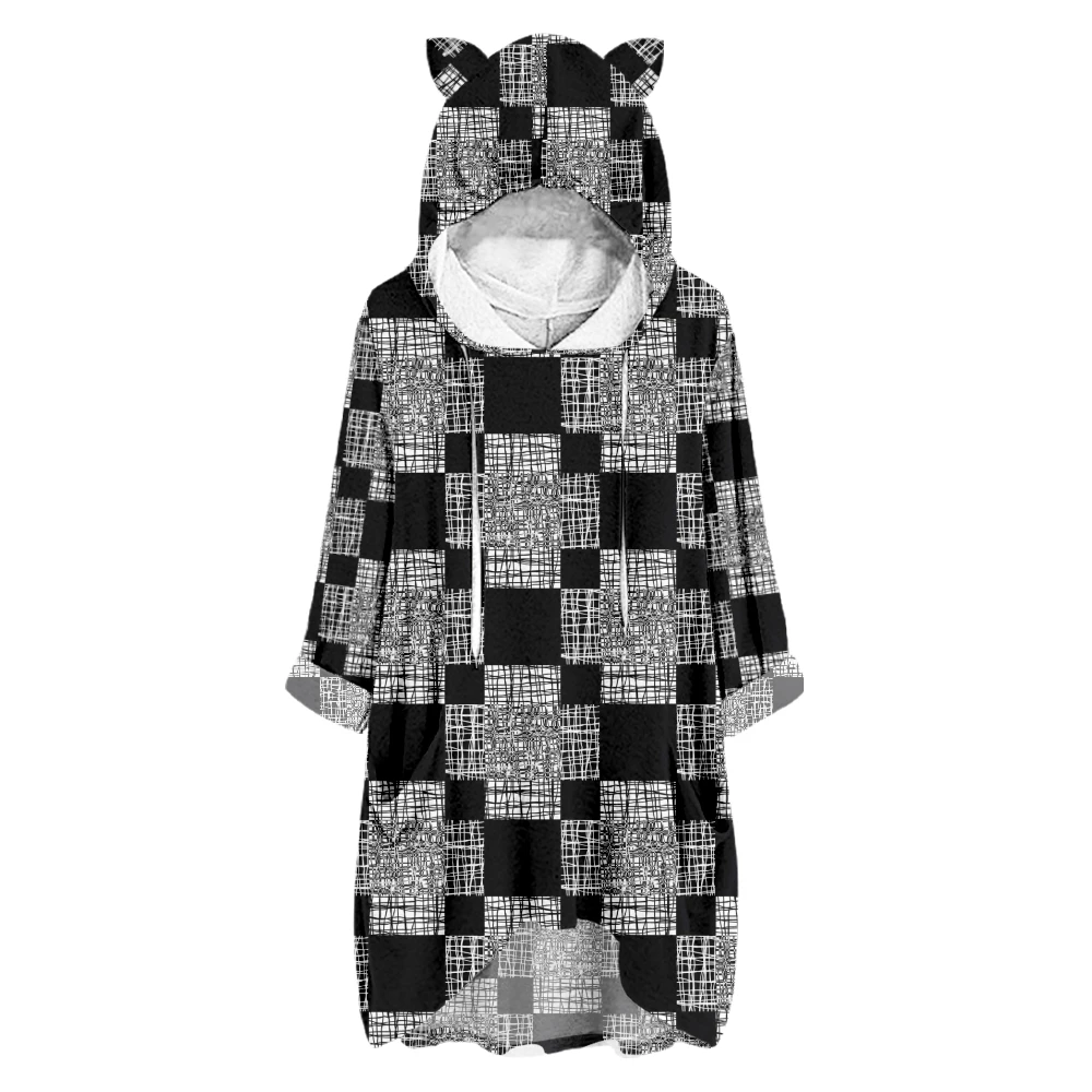 

Толстовка Женская свободного покроя, Модный повседневный свитшот с полурукавами, с принтом кошачьих ушек, худи