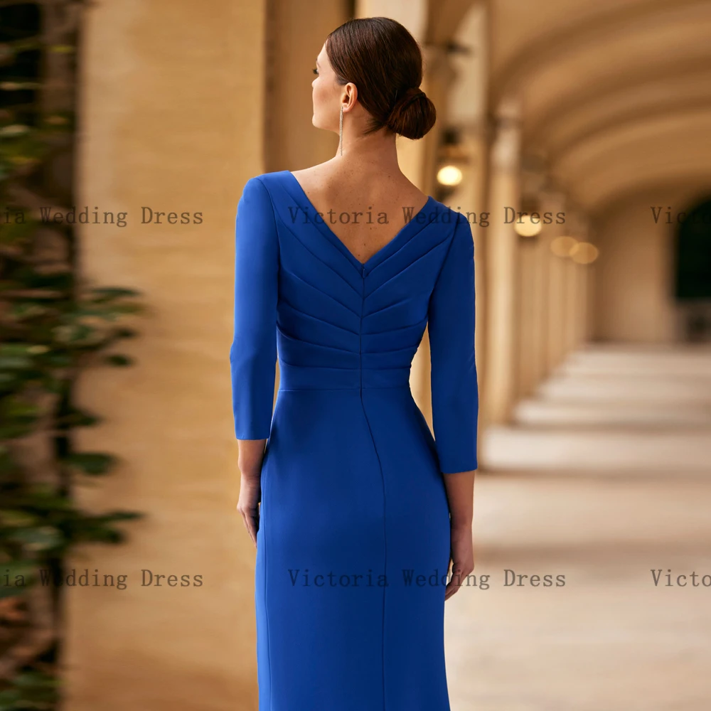 Mother of the Bride Dresses V Neck 3/4 Sleeve Wedding Party Gowns Applique Mermaid