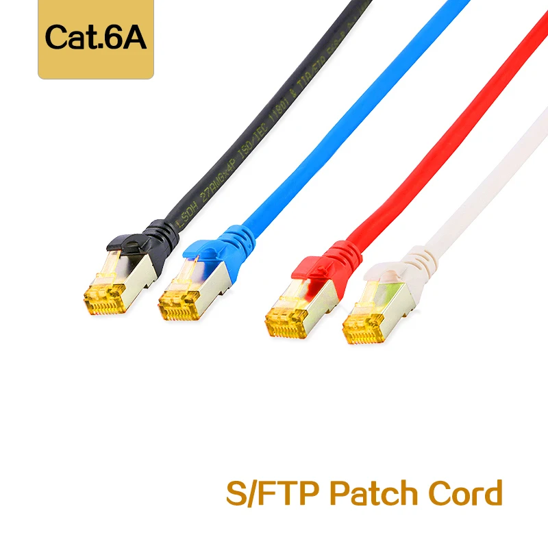 Pacote 10gigabit 500mhz Rj45 Ethernet Cat6a Sftp Cabo de Remendo Rede Cat 6a Cabo de Remendo Lsoh Protegido 0.25 0.5 5m 12 Unidades