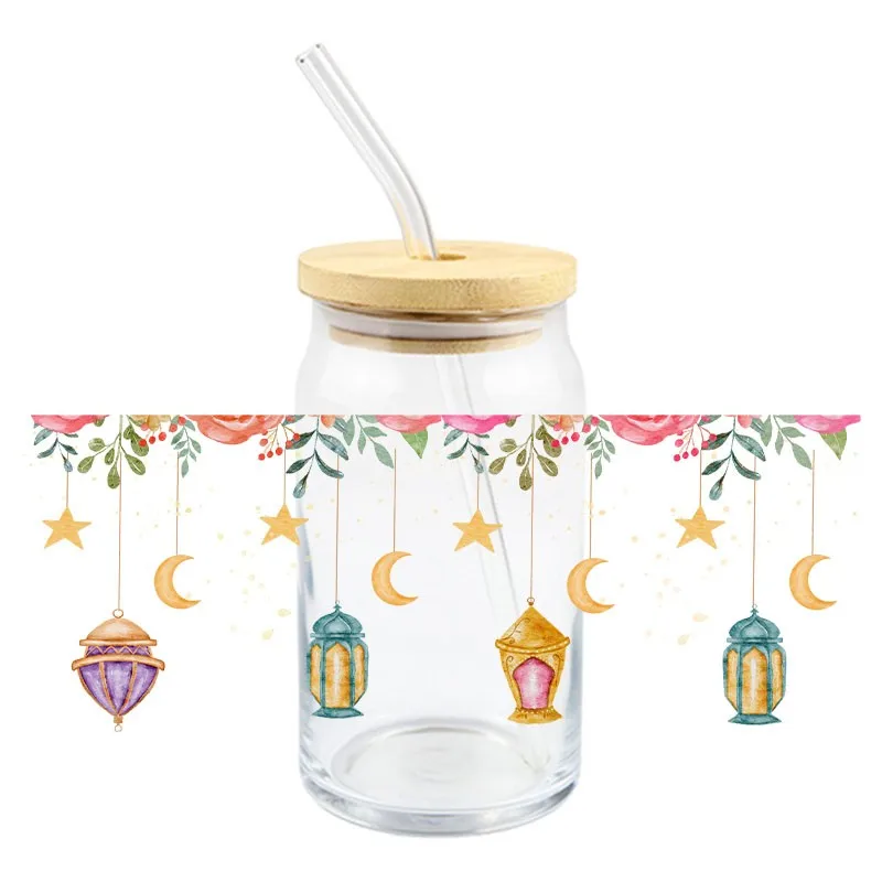 3D Stars And Moon UV DTF Transfer Sticker Magical And dreamlike Wraps Cup Waterproof Ramadan Decals High Quality