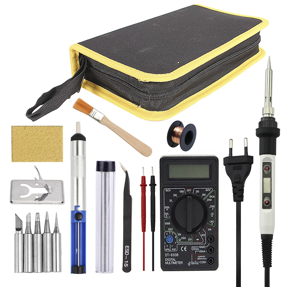 80W Soldering Iron Adjustable Temperature LCD Digital Electric Solder Rework Desoldering Pen Station With Solder Wire Tips Set portable arc welder