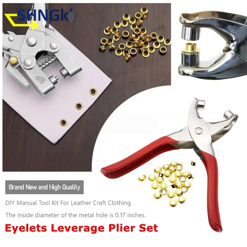 1/4 Inch Grommet Eyelet Plier Set, Eyelet Hole Punch Pliers Kit with 300  Metal E