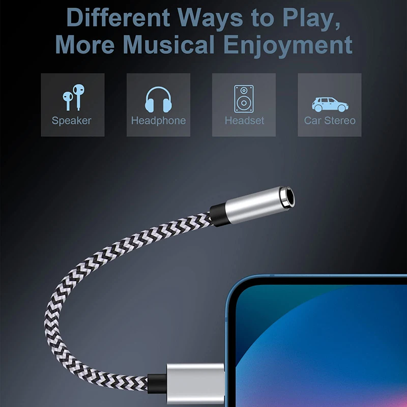 Lightning to 3.5mm Audio Adapter - Earphones & Headphones Connector with Audio Splitter Functionality