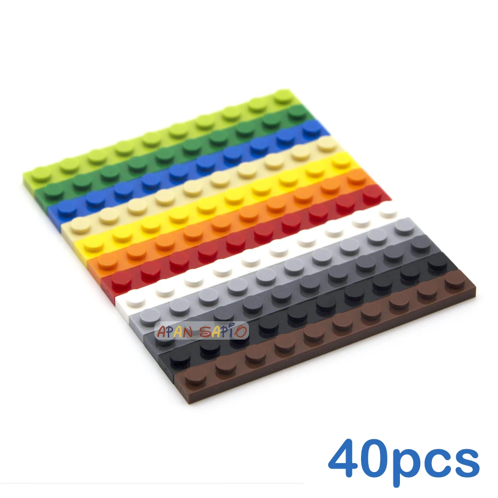 40pcs DIY 빌딩 블록 얇은 피규어 벽돌 1x10 도트 12 색 교육 크리 에이..