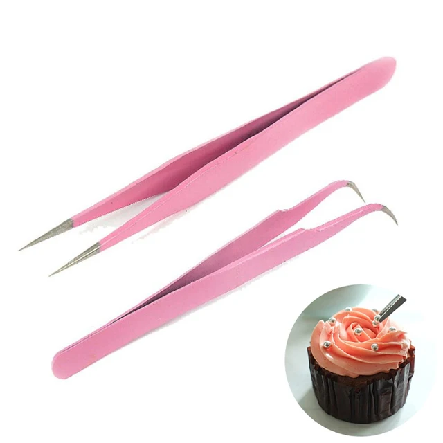 2 Pcs Elbow / Straight Tweezers Decorating Tool 5