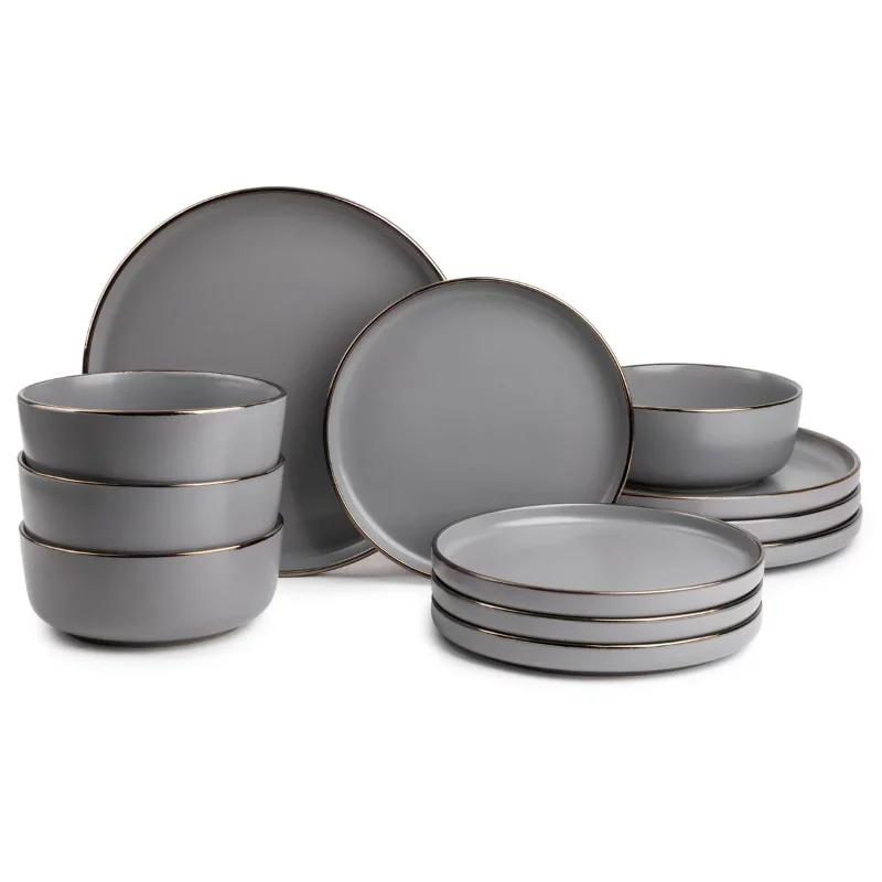 

Thyme & Table Dinnerware Ava Stoneware, 12 Piece Set Dishes and Plates Sets Dinner Set Dinnerware Set