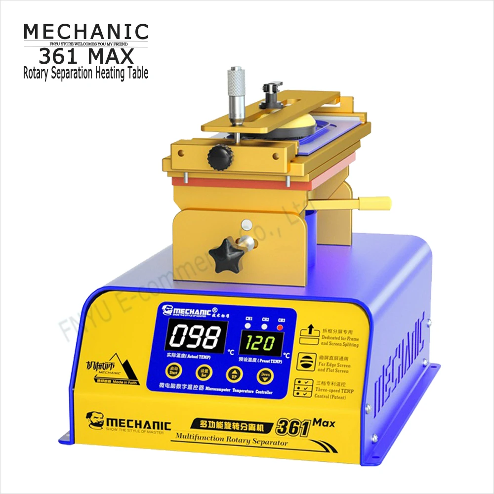 

Separator MECHANIC 361 MAX 360°rotation 45° Tilt for Straight Curved Curved Screen Degumming and Frame Removal Heating Table