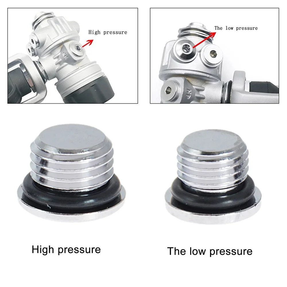 2 Pieces Diving Regulator Port Plug 3/8'' 7/16'' Low Pressure Scuba Regulators Screws snorkeling diving mask diving mask scuba diving connector adaptor