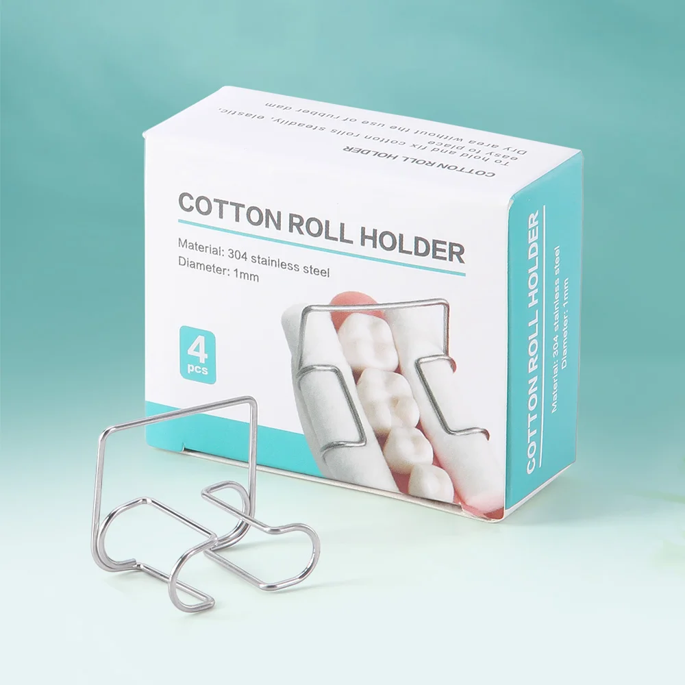 4pcs/Box Dental Cotton Roll Holder Clip Orthodontic Stainless Steel