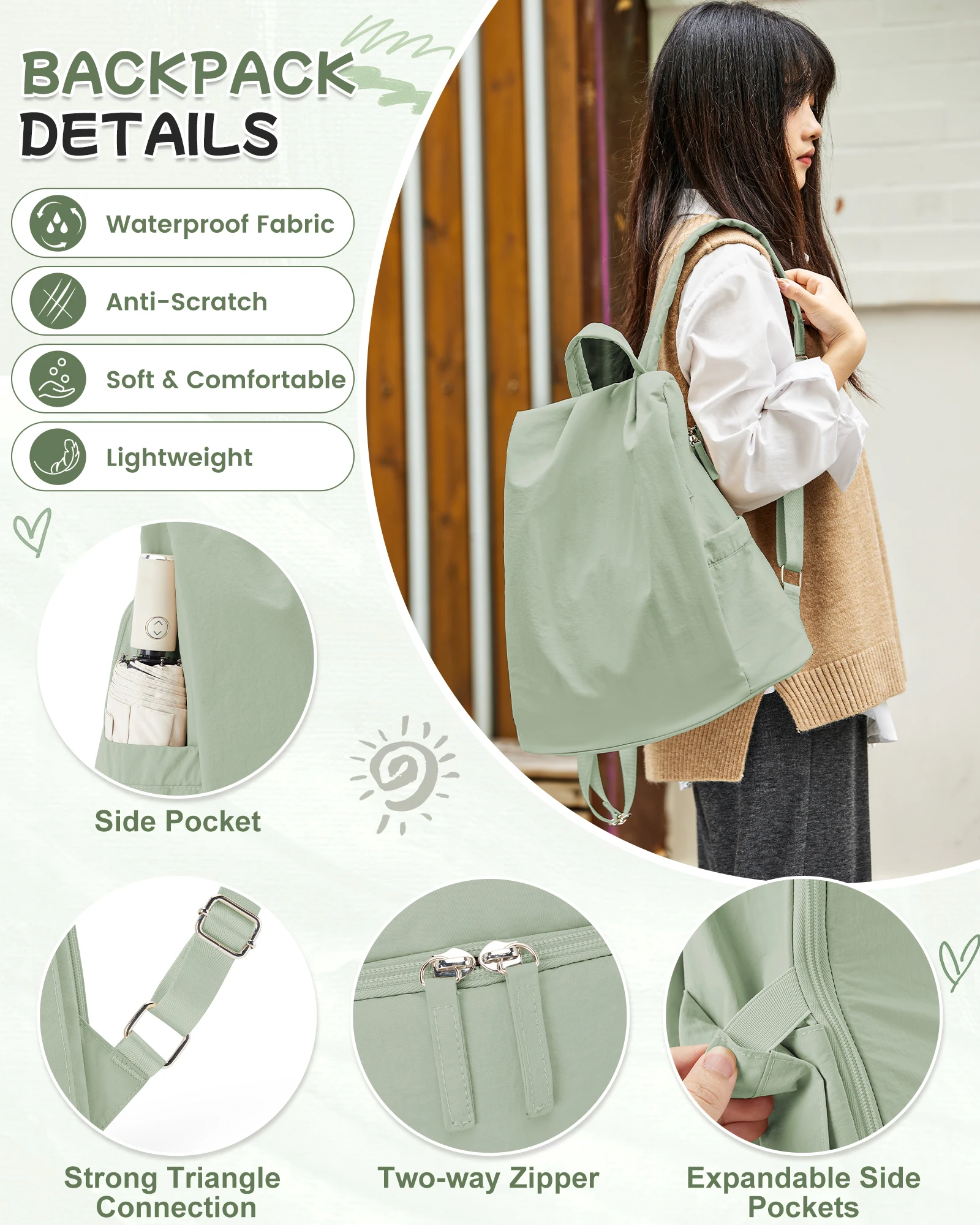 Women's Lightweight Anti-Theft Travel Backpack - Stylish and Modern Design