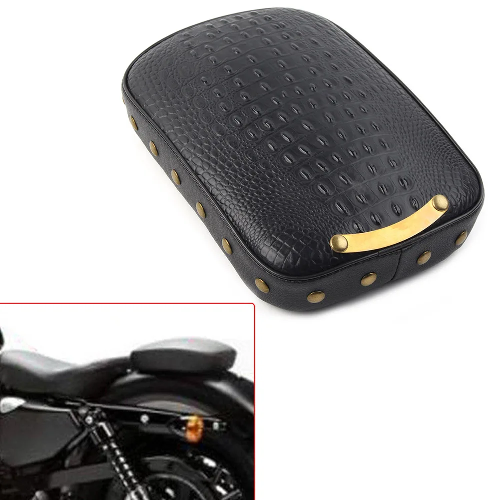 

Black Motorbike Passenger Rear Cushion Pillion Pad Seat 8 Suction Cup For Harley Bobber Cruiser Chopper