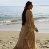 Mousseline de soie Abaya Kimono dubaï musulman Cardigan couches Abayas femmes Robe décontractée femme Islam vêtements avec ceinture Abaya tenues arabes