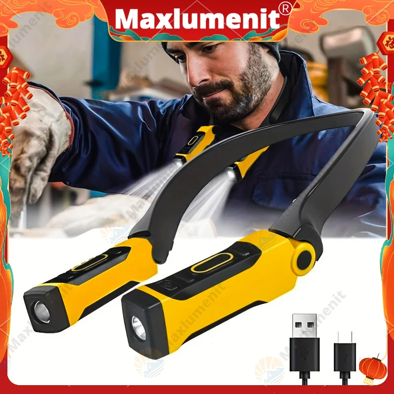 Rechargeable LED Neck Reading Light Two Brightness Levels for Reading Knitting Camping & Repairing