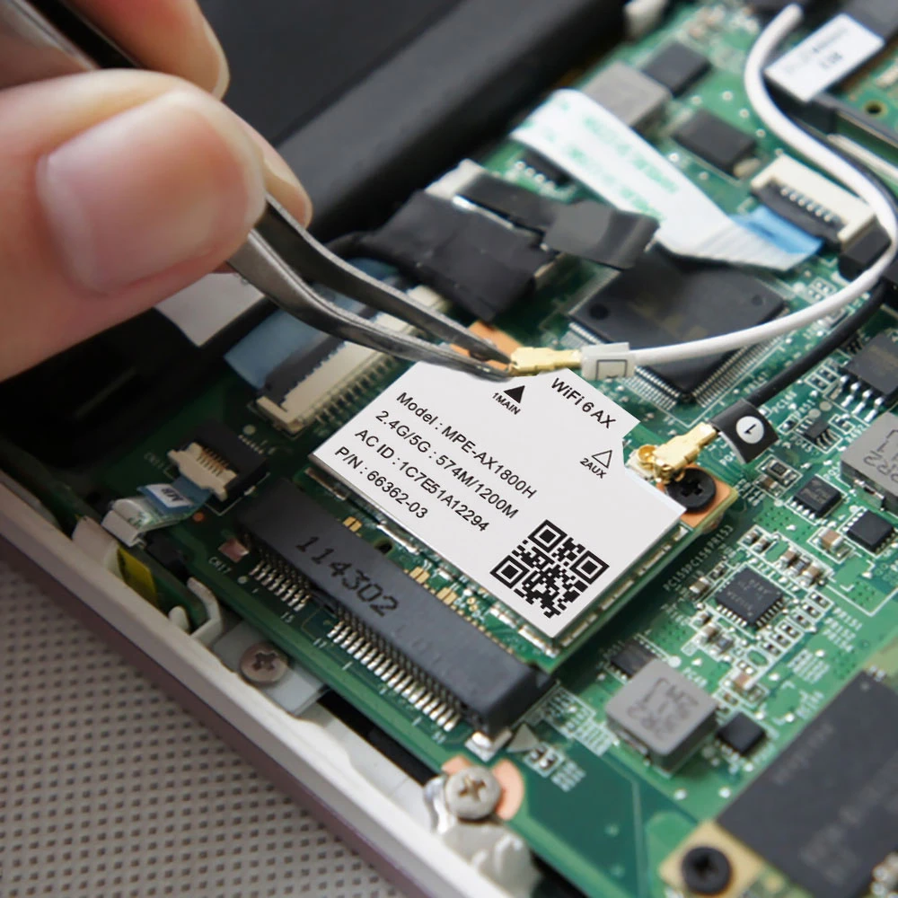 WiFi 6 1800Mbps 어댑터 MPE-AX1800H 미니 PCI-E 2.4GHz / 5GHz 블루투스 5.2 노트북용 Windows 10/11