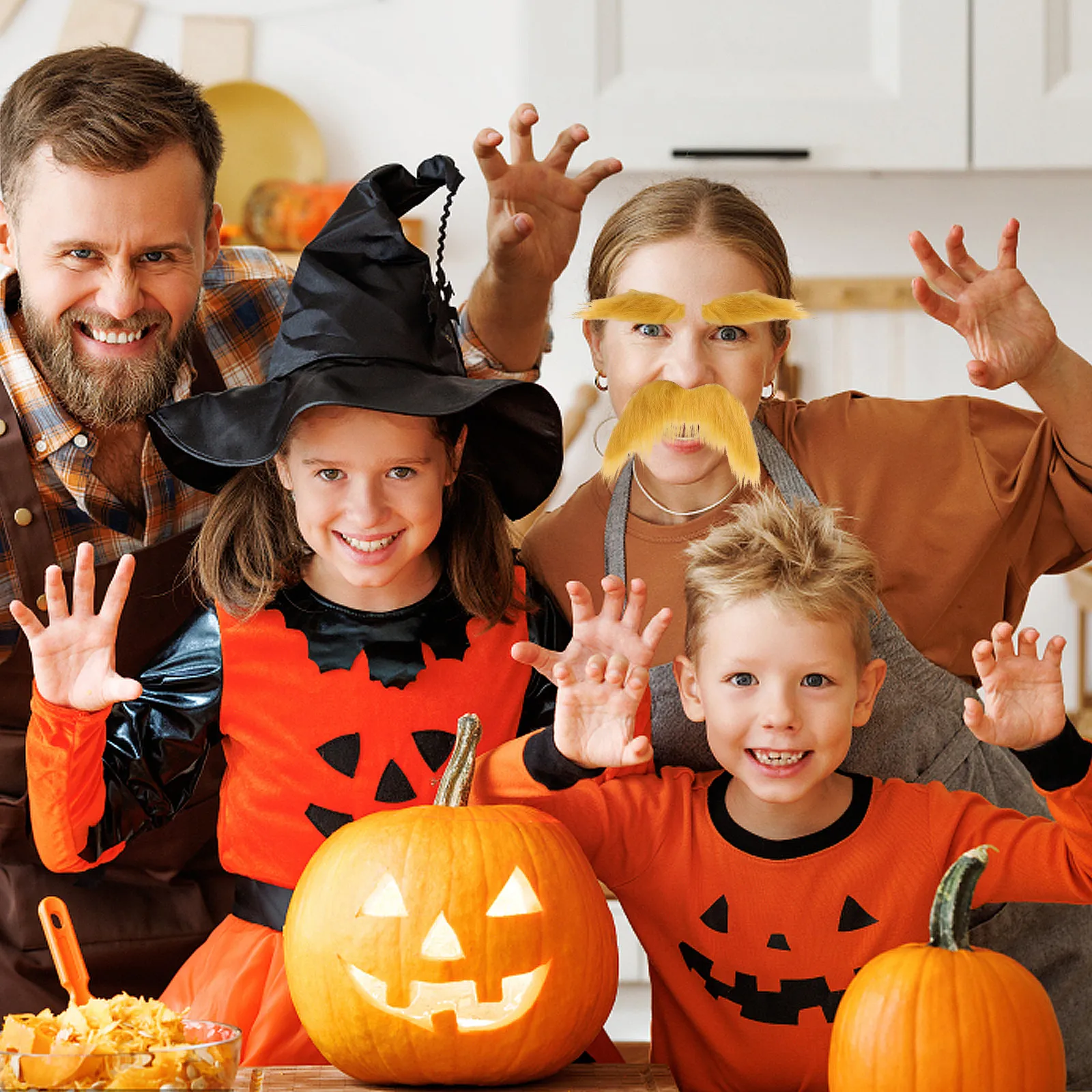 1세트 유머러스한 신사룩 소품 의상 가짜 수염 및 눈썹 세트 간편하게 붙일 수 있는 할로윈 카니발 코스프레 무대 장
