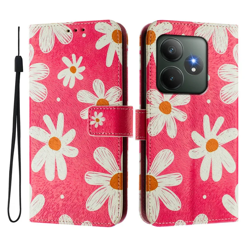 Elegant Leather Phone Case - Flip Cover Wallet with Magnetic Closure and Charming Cat, Flower, and Bear Designs.