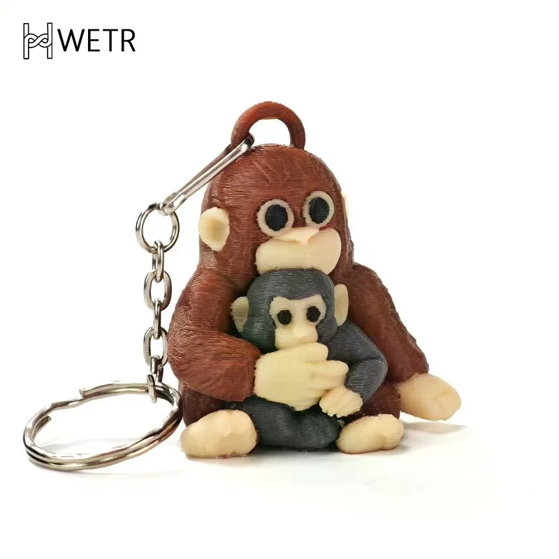 Niedlicher Schutzanhänger „Punch The Monkey“ 3D-gedruckter Schlüsselanhänger, süßes Anime-Zubehör, Spielzeug, Autoschlüsselring, Taschenanhänger, Dekoration, Geschenk für Freunde