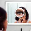 Bath Mirrors 10CM Portable Travel LED 30X Magnifying Mirror With Tweezers 3 Suction Cups Rechargeable Dimmable Makeup Mirror 1