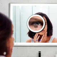 Bath Mirrors 10CM Portable Travel LED 30X Magnifying Mirror With Tweezers 3 Suction Cups Rechargeable Dimmable Makeup Mirror 1