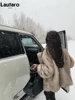 Lautaro Autumn Winter Oversized Loose Casual Luxury Soft Thick Warm Hairy Faux Fox Fur Coat Women Long Sleeve Fluffy Jacket 2024 2