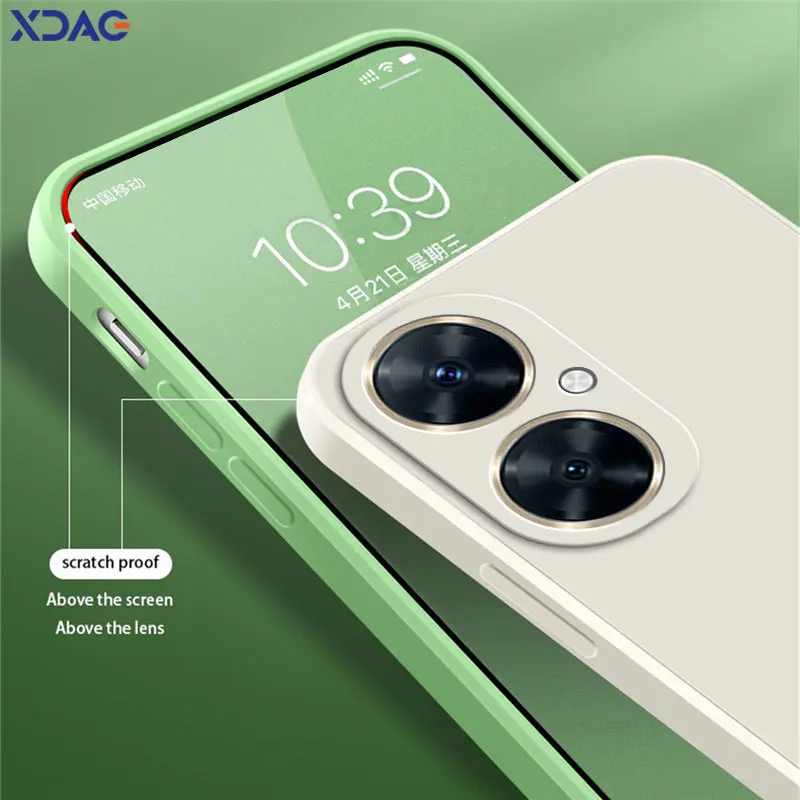 Square Liquid Silicone Phone Case with Soft Flocking Bumper Covers