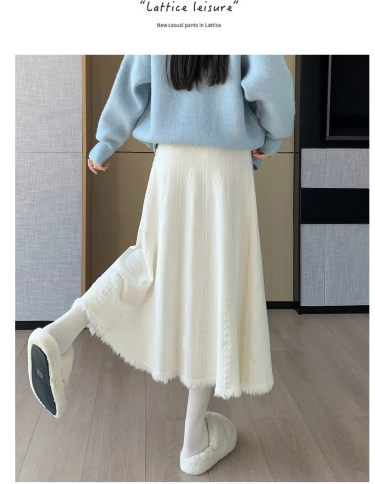 Japanese Style Maternity Belly Skirt Black High Waist Tassel Patchwork Pregnant Woman A-line Skirt Pregnancy Umbrella Skirts