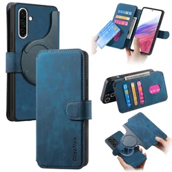 Vintage Leather Wallet Phone Case - 2 - in - 1 Flip Cover - Galaxy A26 (5G) (Blue)